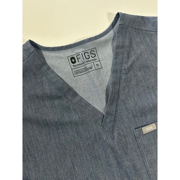 Figs Catarina One-Pocket Scrub Top HEATHERED DENIM XL - Picture 8 of 10